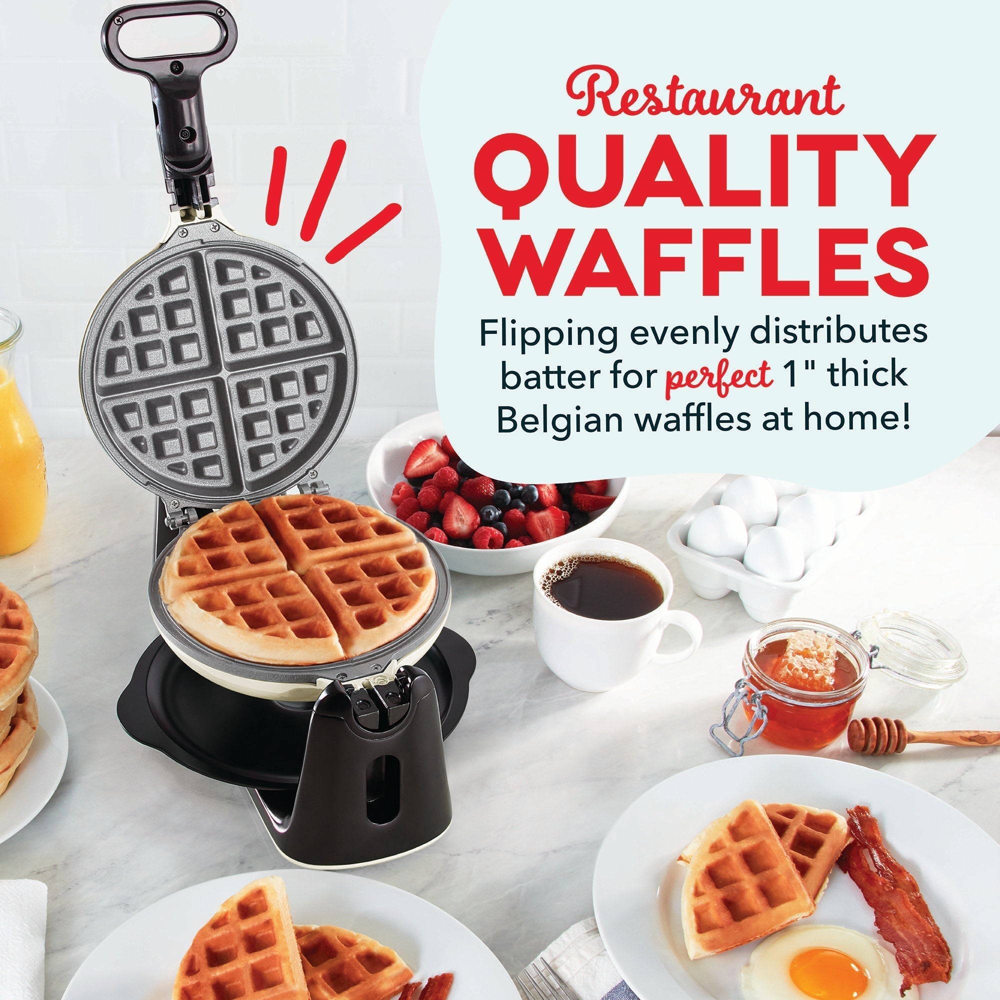 Ceramic Nonstick Flip Belgian Waffle Maker B6