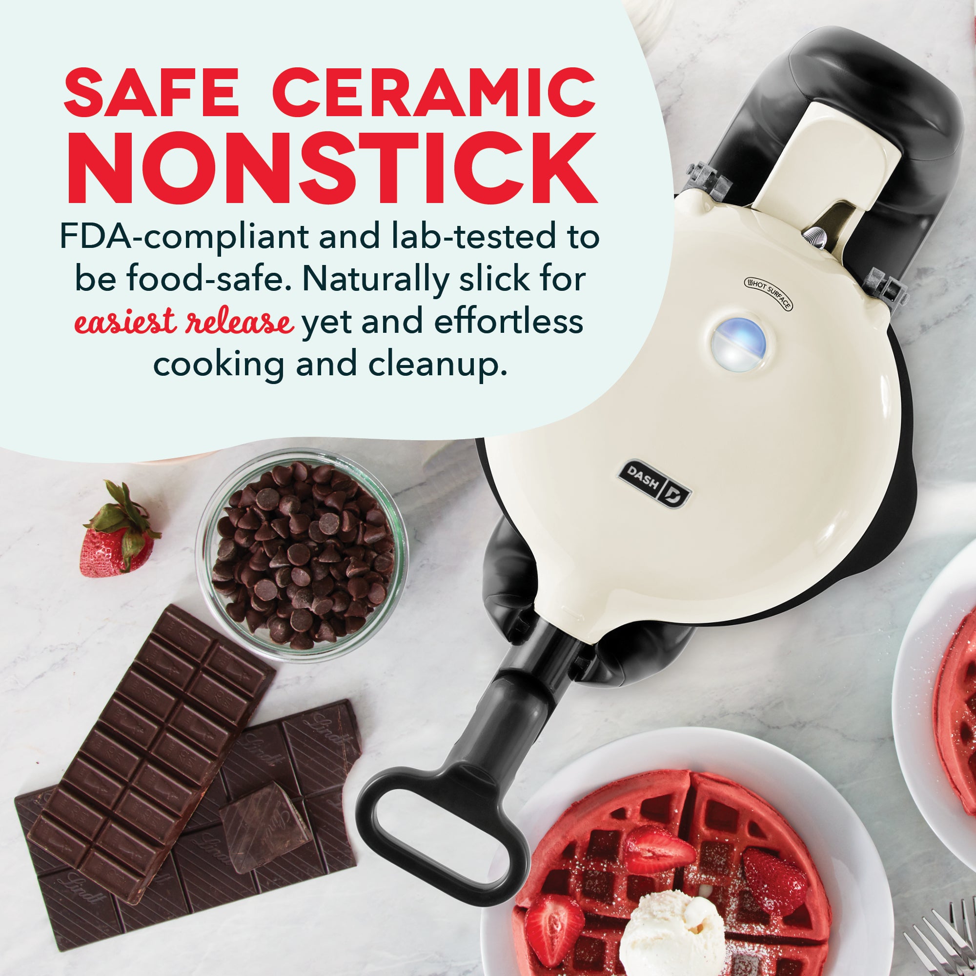 Ceramic Nonstick Flip Belgian Waffle Maker B6