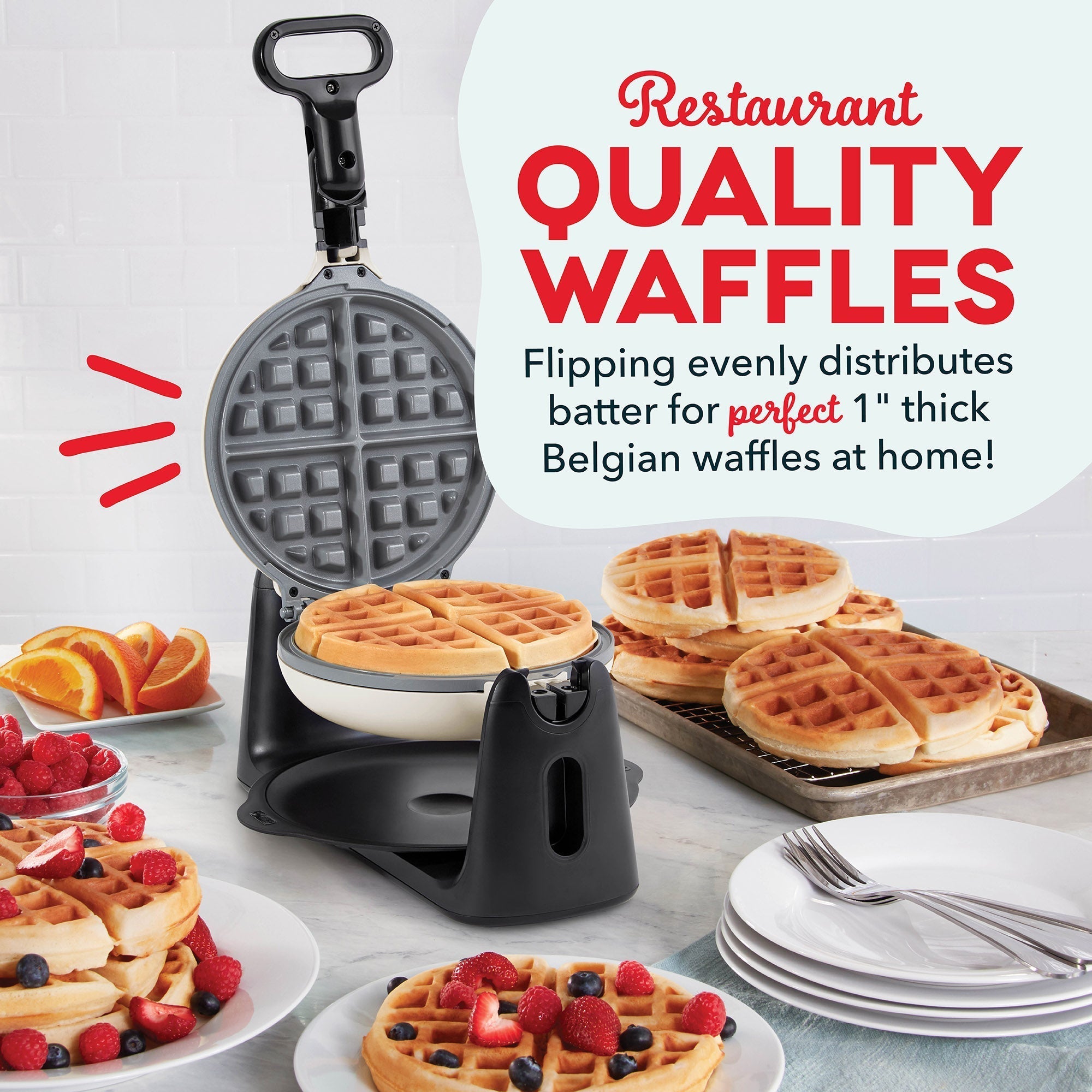 Ceramic Nonstick Flip Belgian Waffle Maker B6