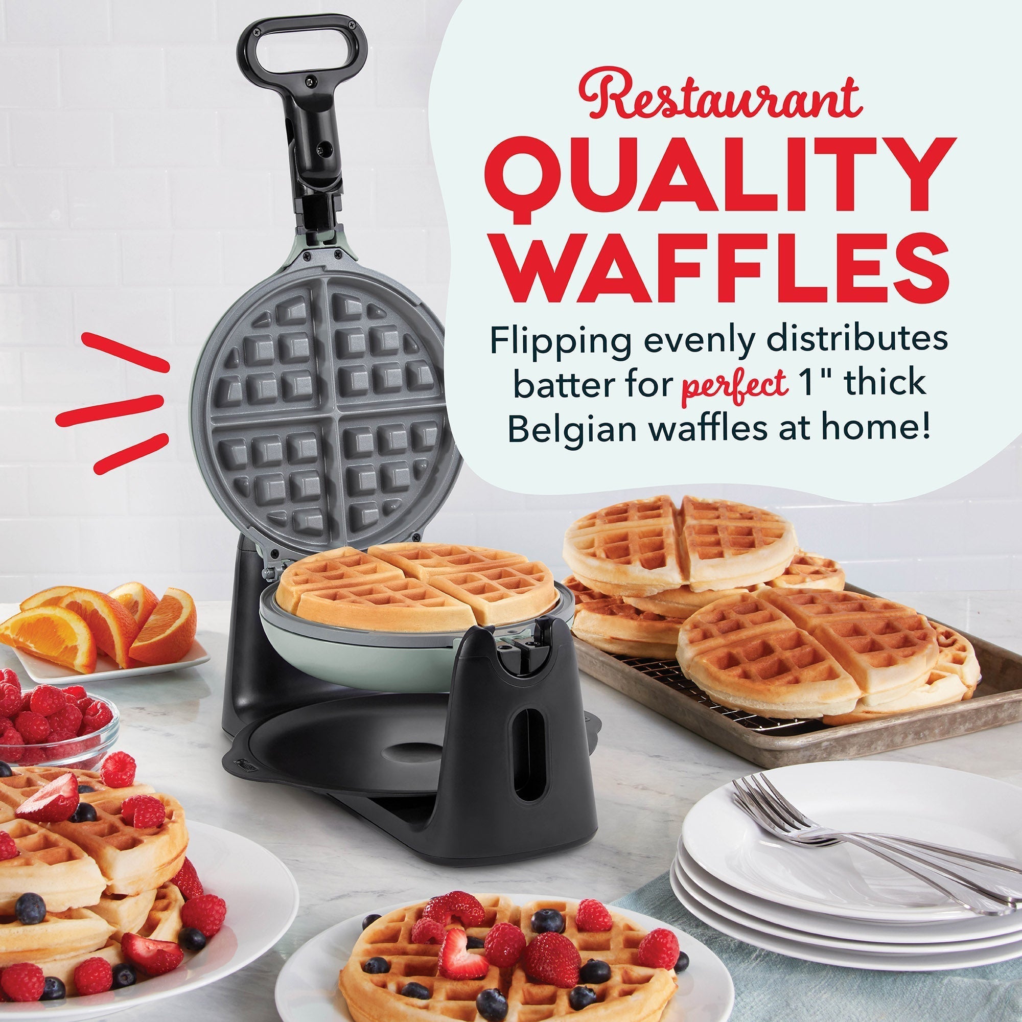Ceramic Nonstick Flip Belgian Waffle Maker B6