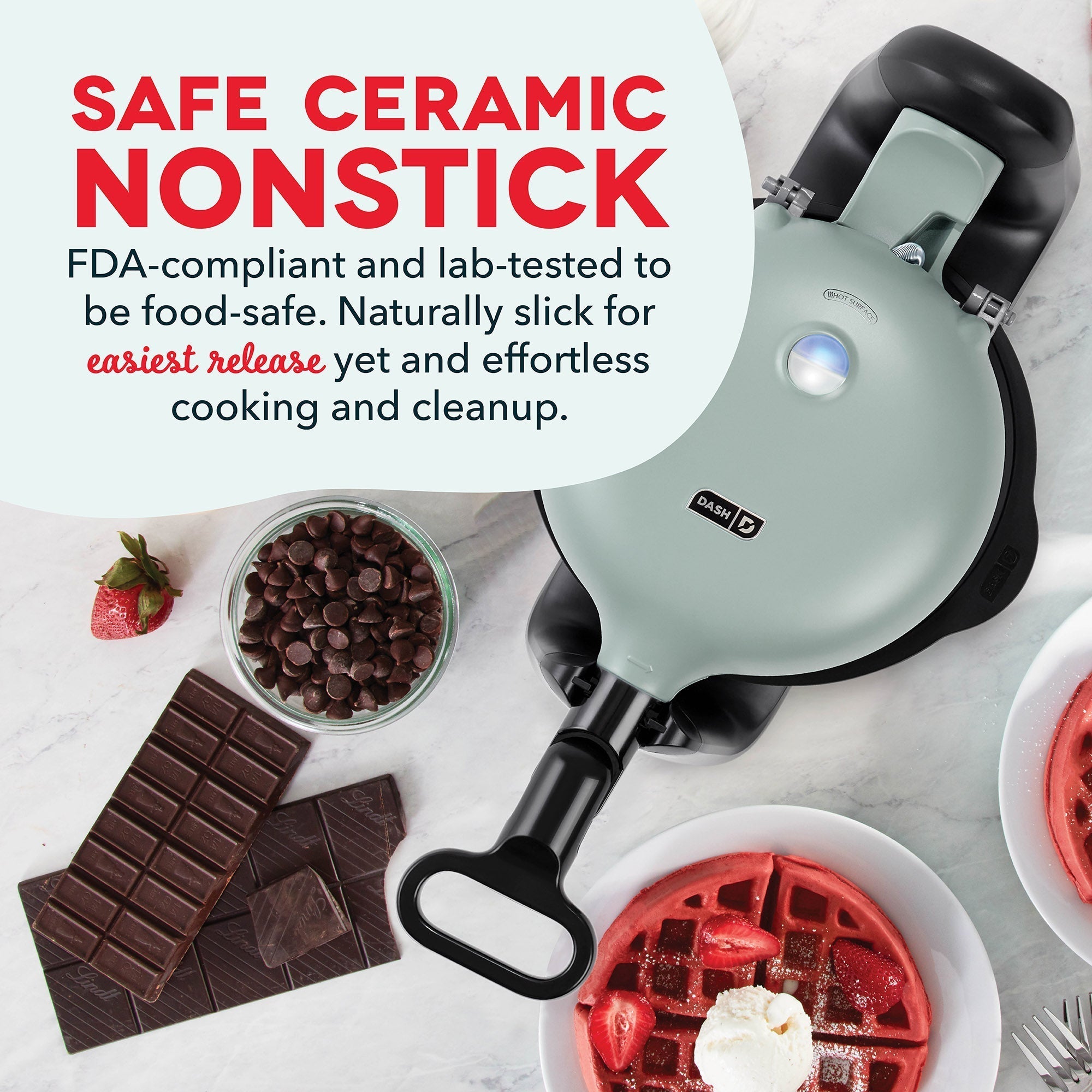 Ceramic Nonstick Flip Belgian Waffle Maker B6