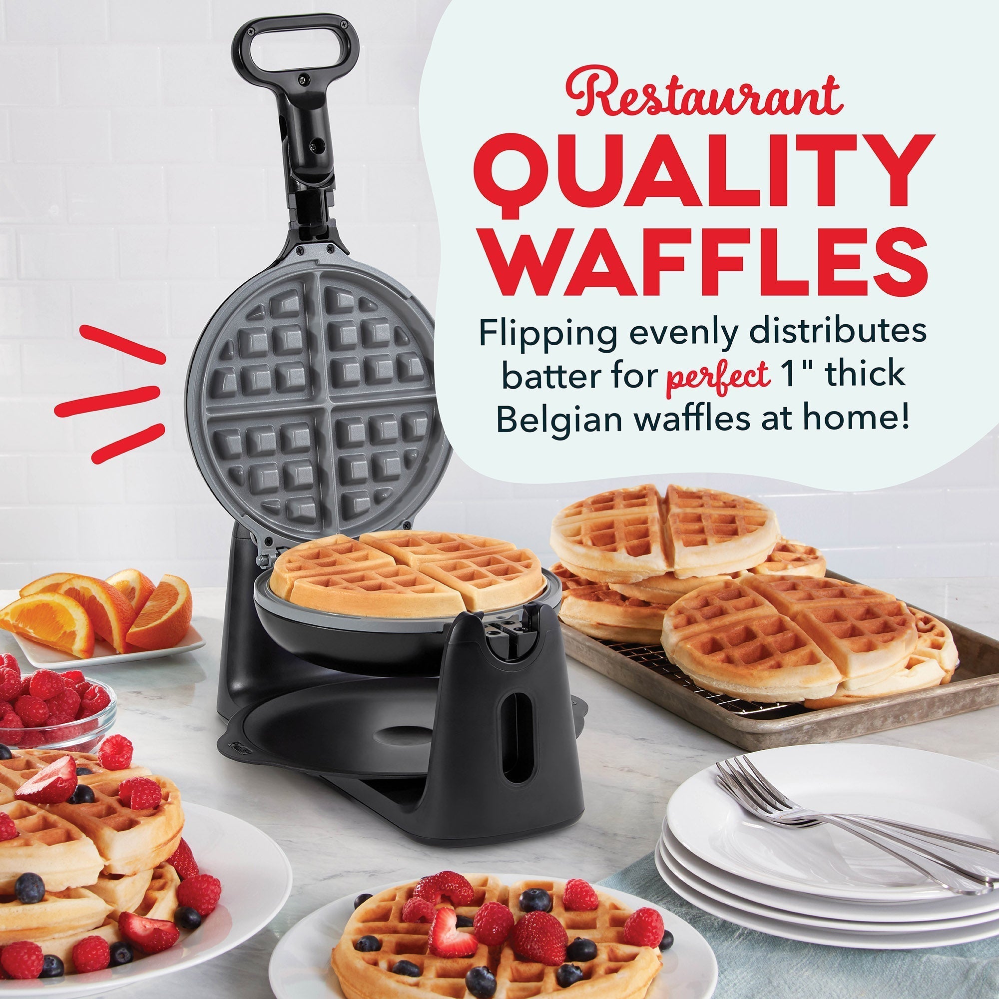 Ceramic Nonstick Flip Belgian Waffle Maker B6