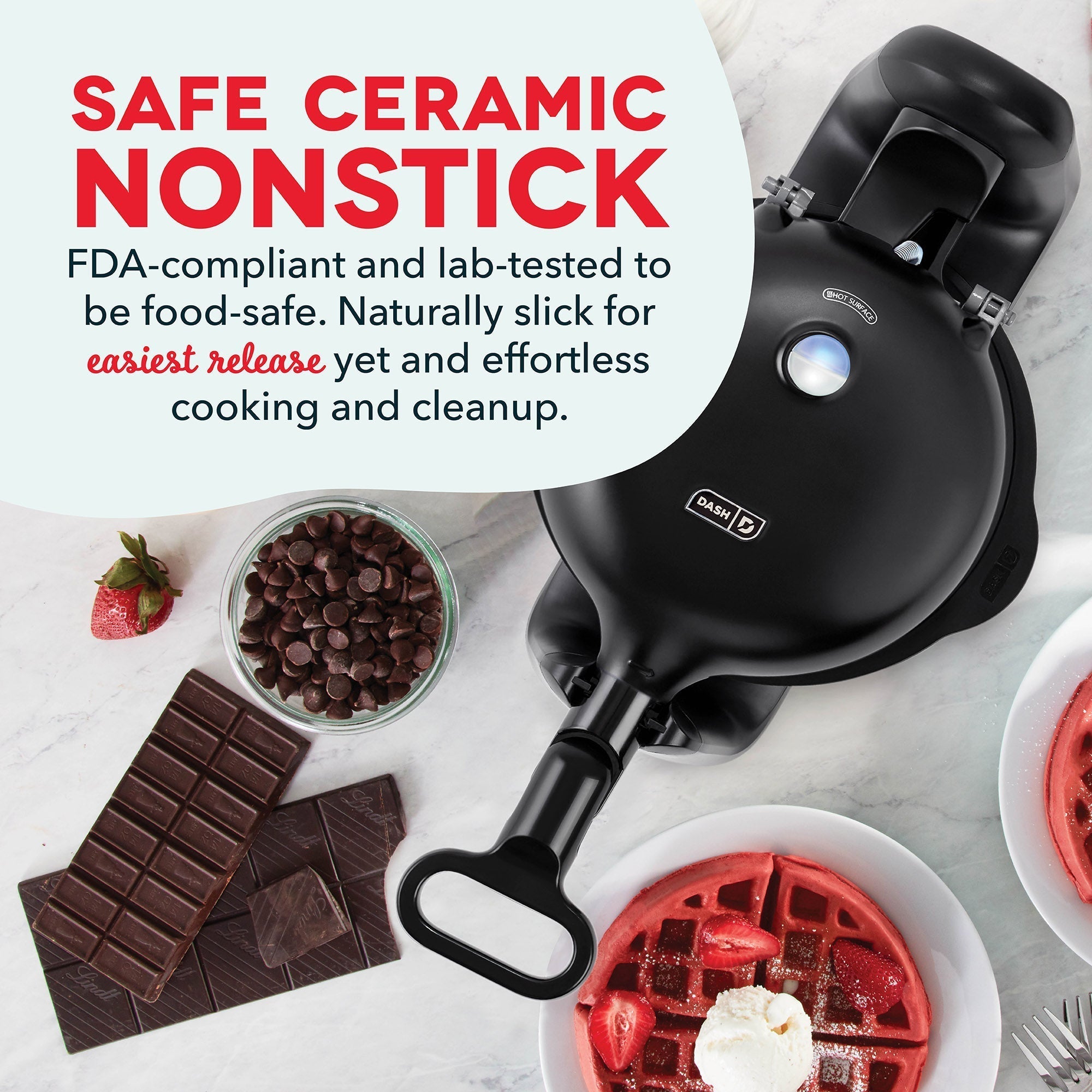 Ceramic Nonstick Flip Belgian Waffle Maker B6