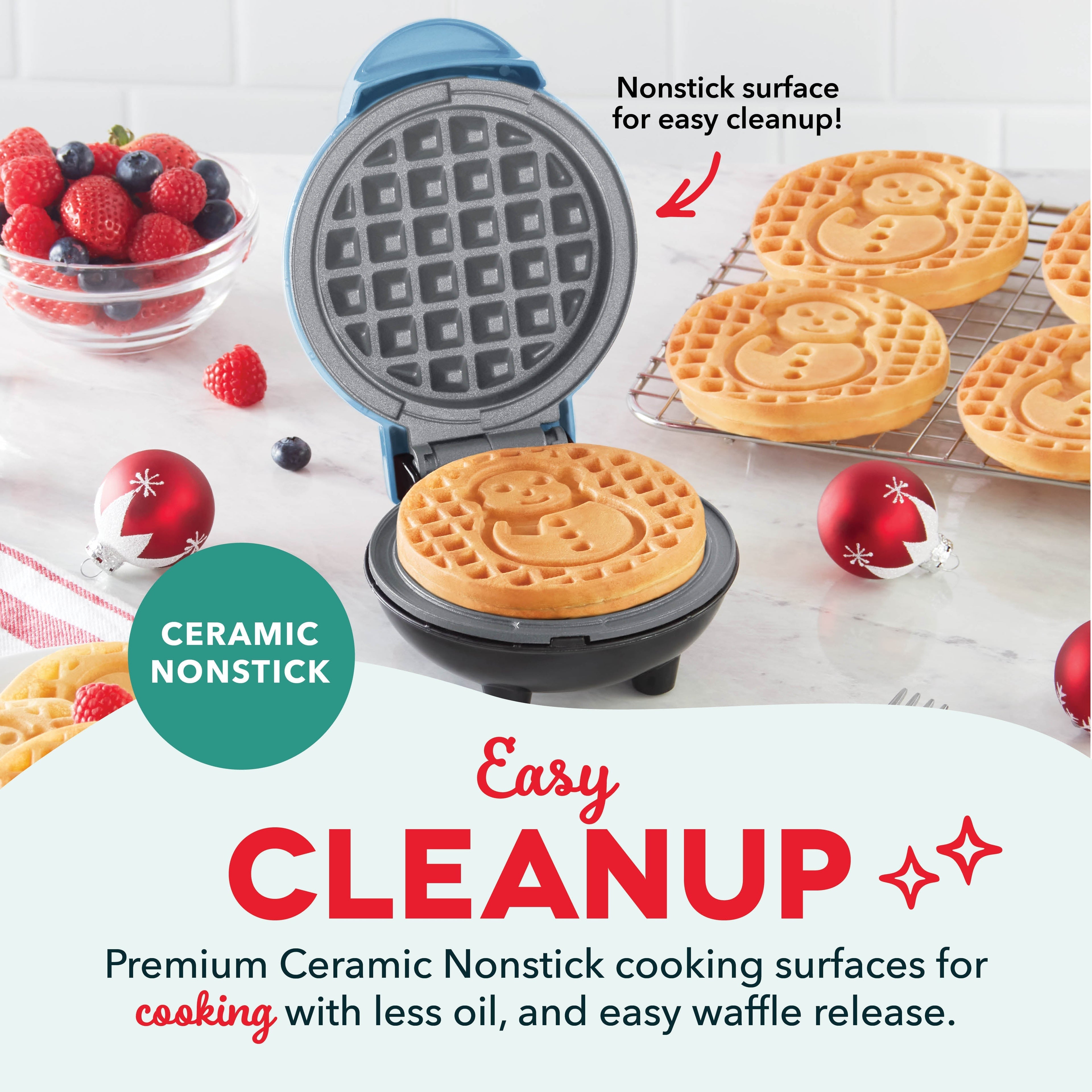 Ceramic Nonstick Snowman Mini Waffle Maker A6