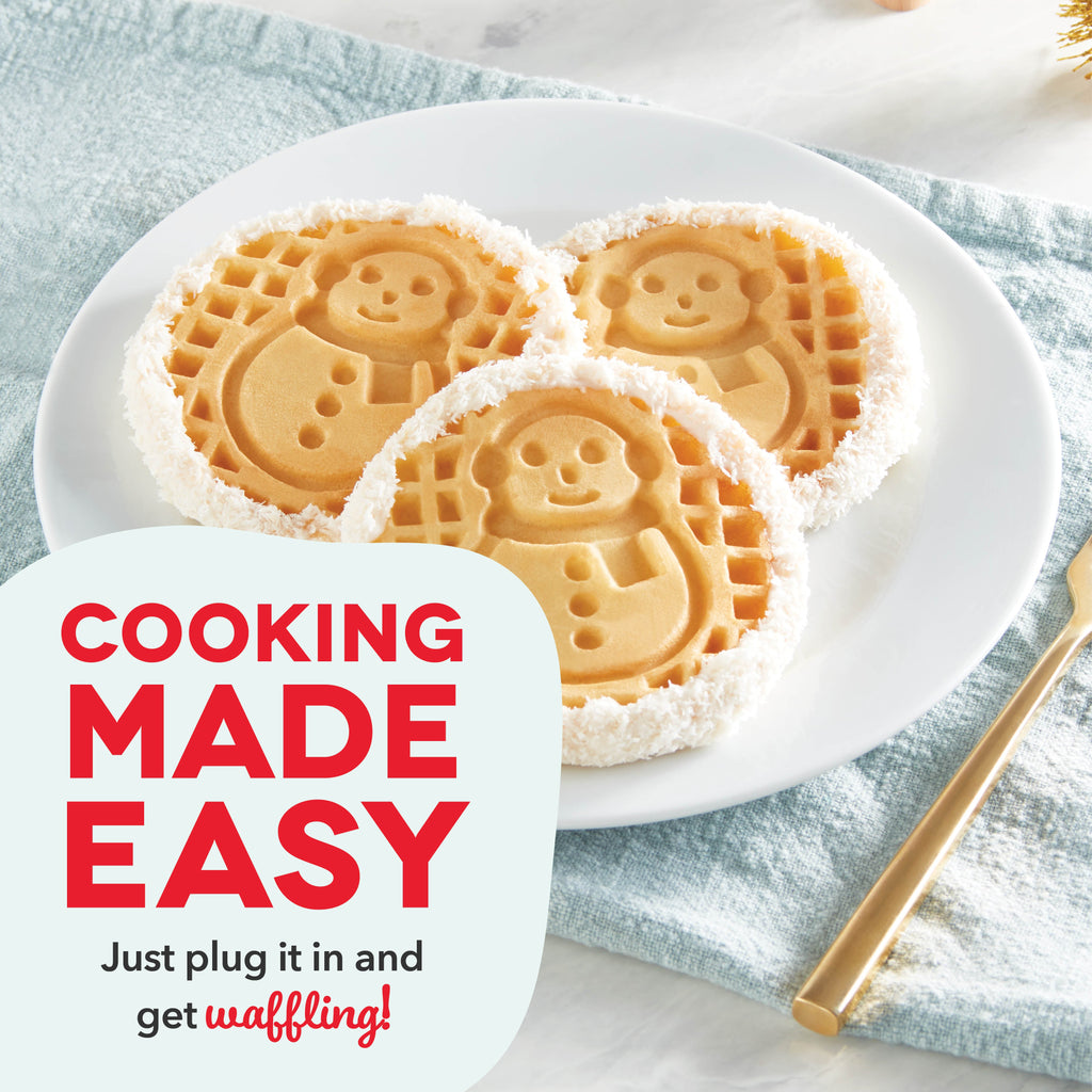 Ceramic Nonstick Snowman Mini Waffle Maker A6
