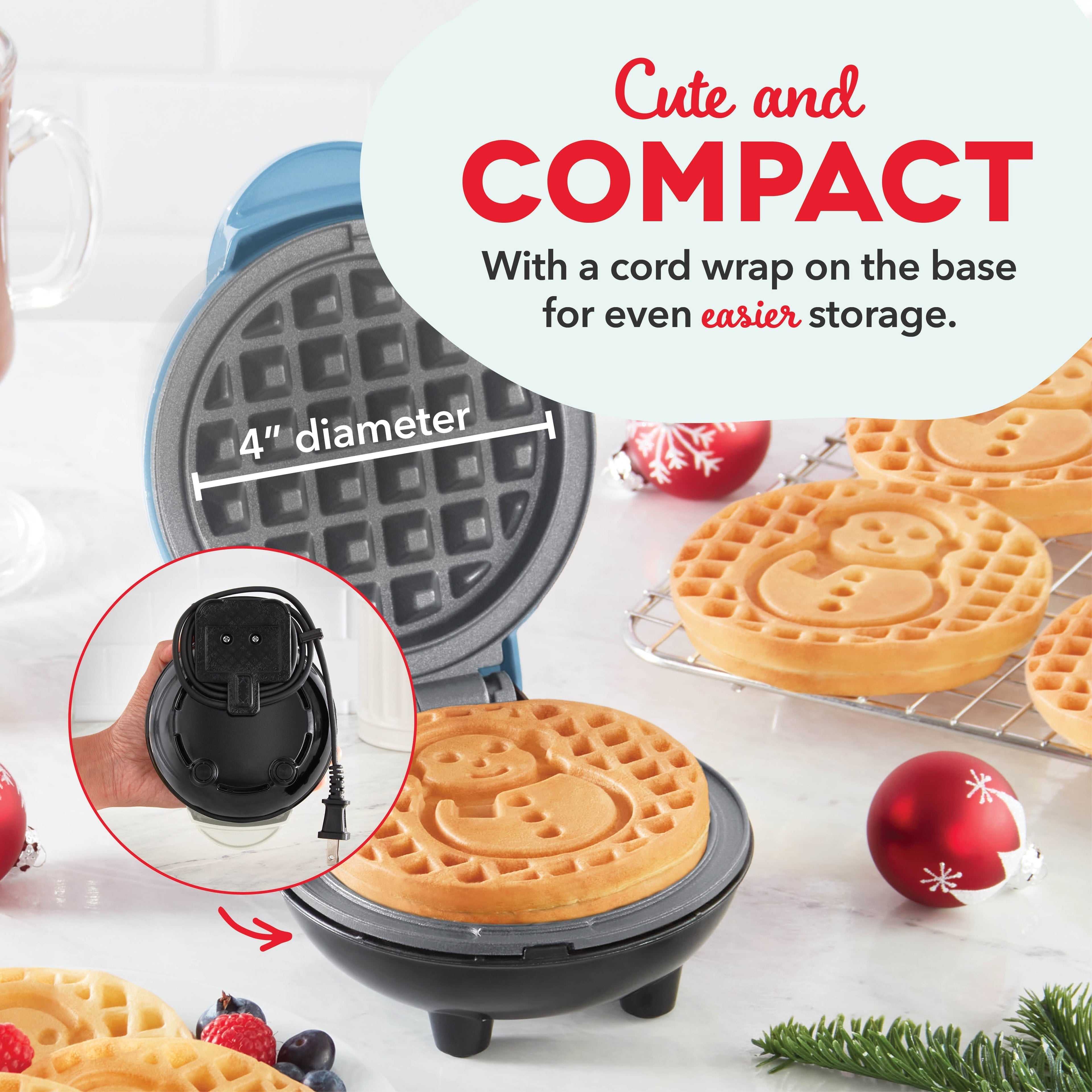 Ceramic Nonstick Snowman Mini Waffle Maker A6