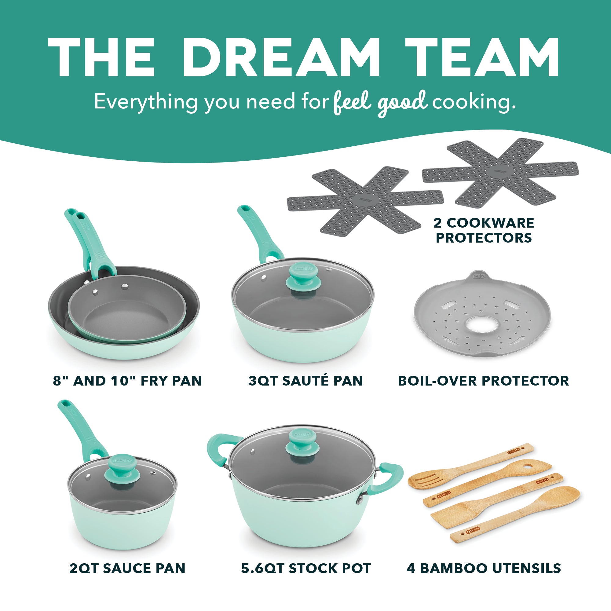 Dream Green Recycled Aluminum 15pc Cookware Set F0