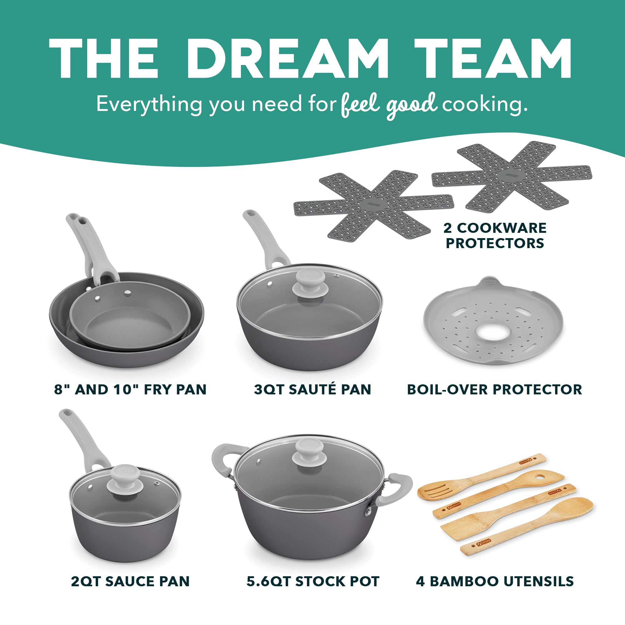Dream Green Recycled Aluminum 15pc Cookware Set F0