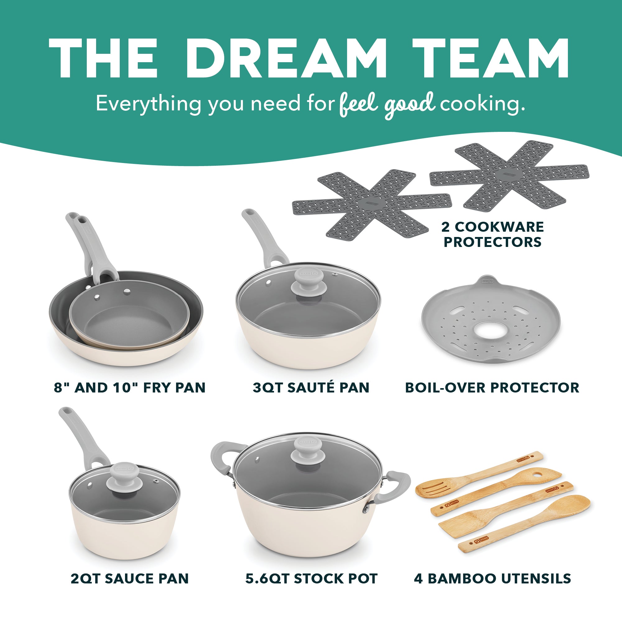 Dream Green Recycled Aluminum 15pc Cookware Set F0