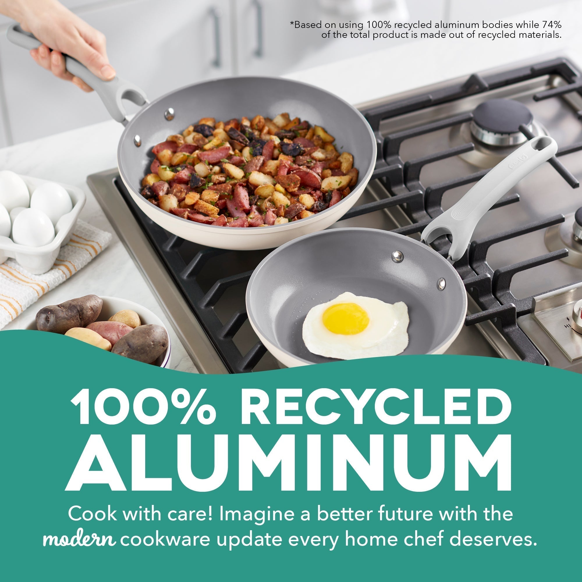 Dream Green Recycled Aluminum 9.5"/11" Fry Pan Set I7