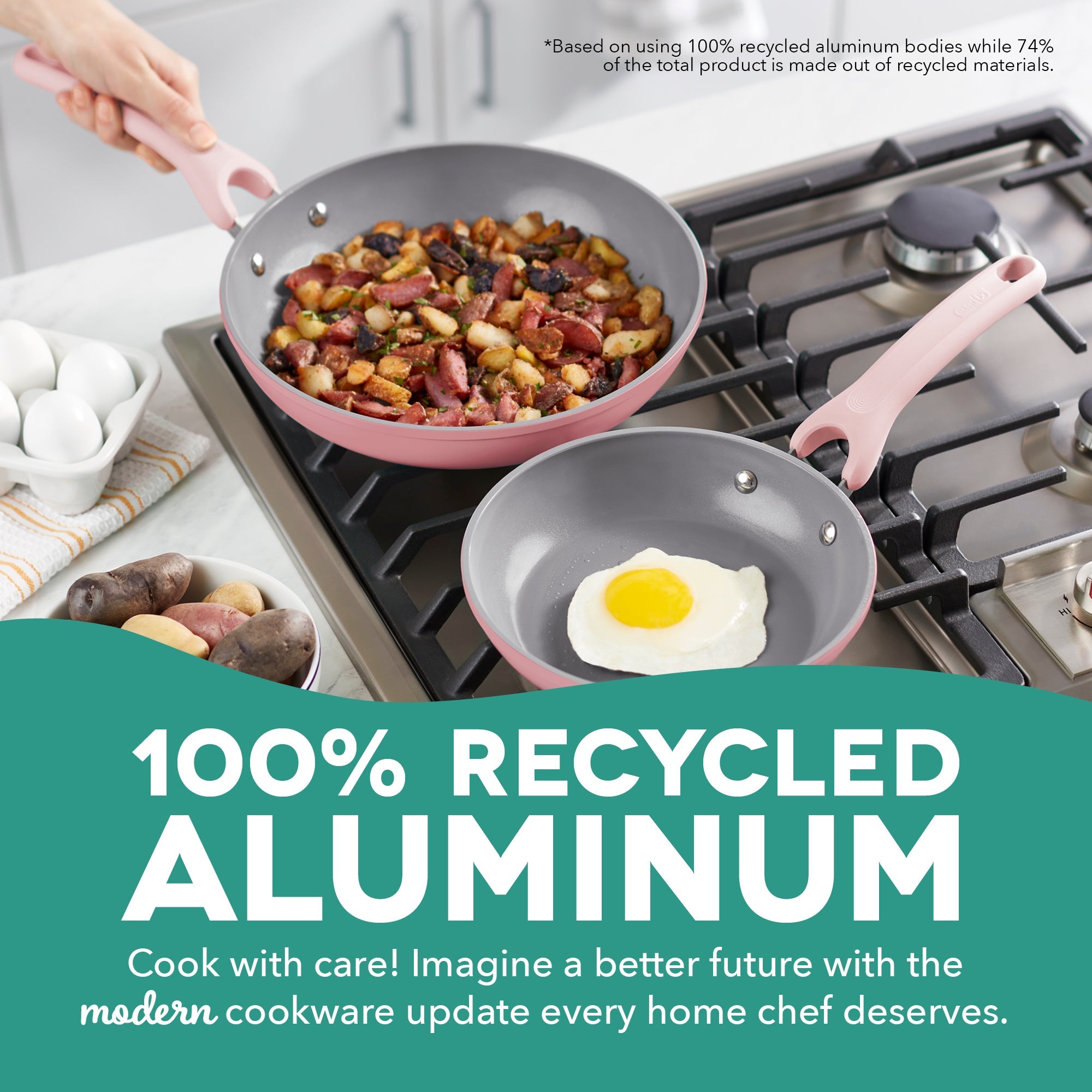 Dream Green Recycled Aluminum 9.5"/11" Fry Pan Set I7