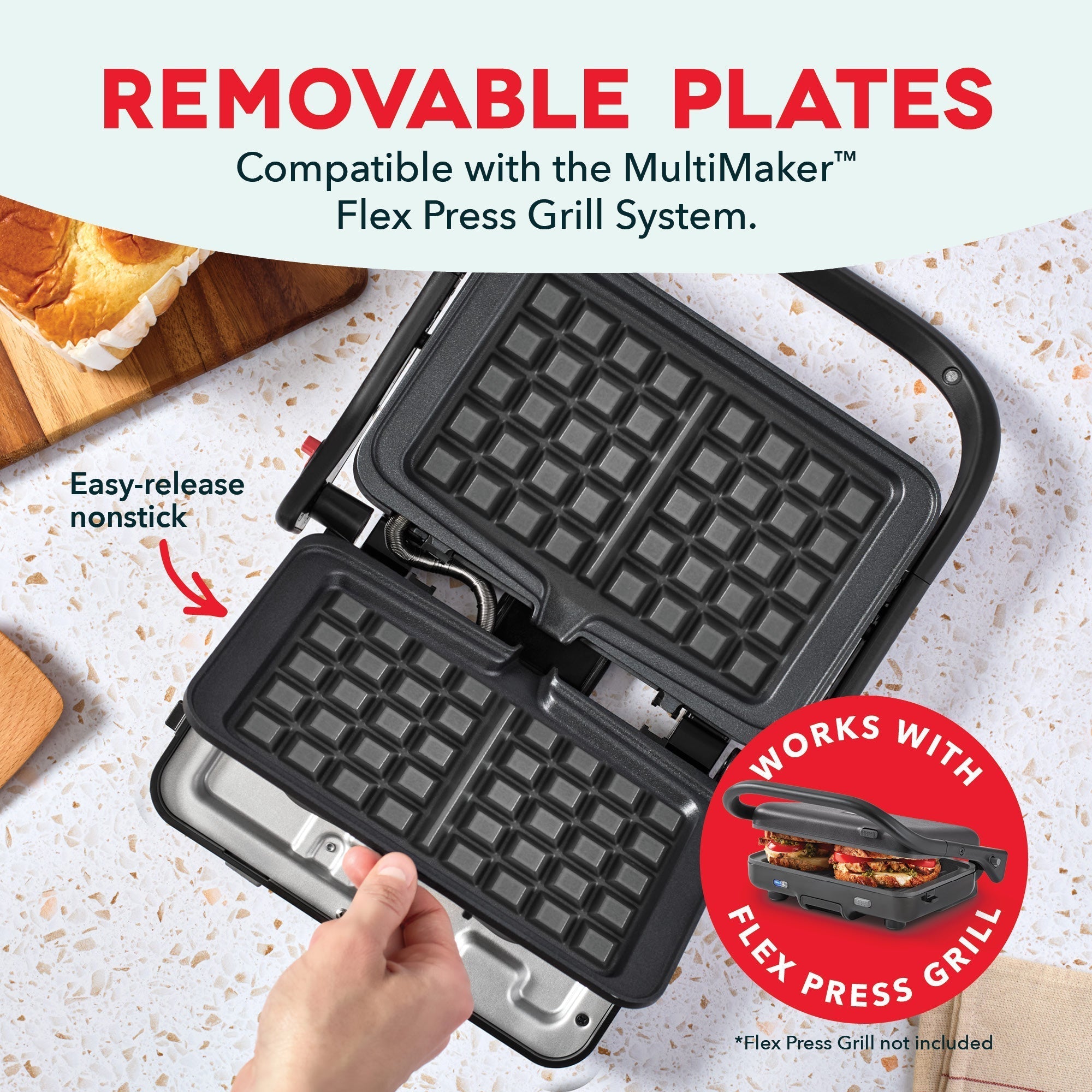 Flex Press Grill System 2pc Plate Pack Waffle X2