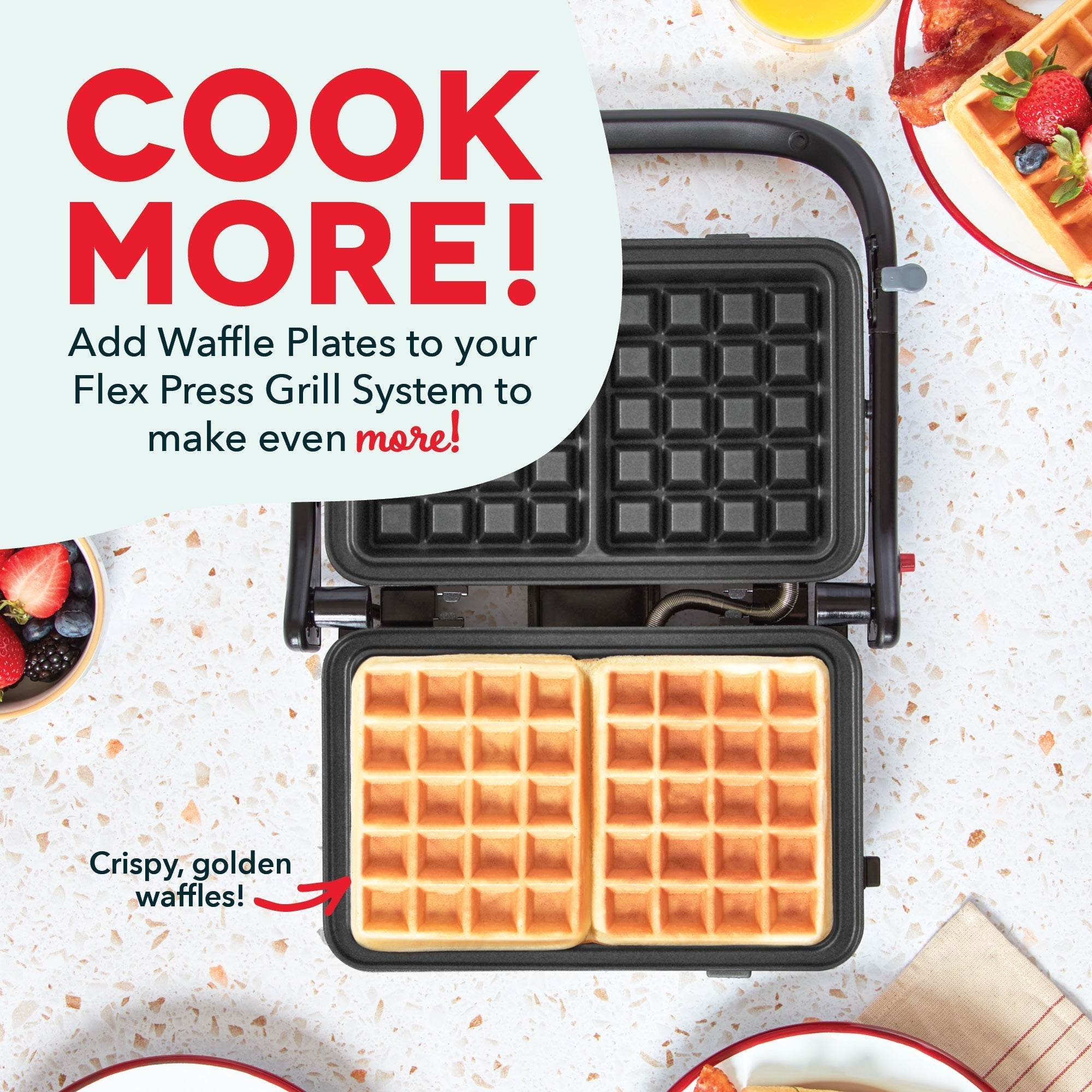 Flex Press Grill System 2pc Plate Pack Waffle X2