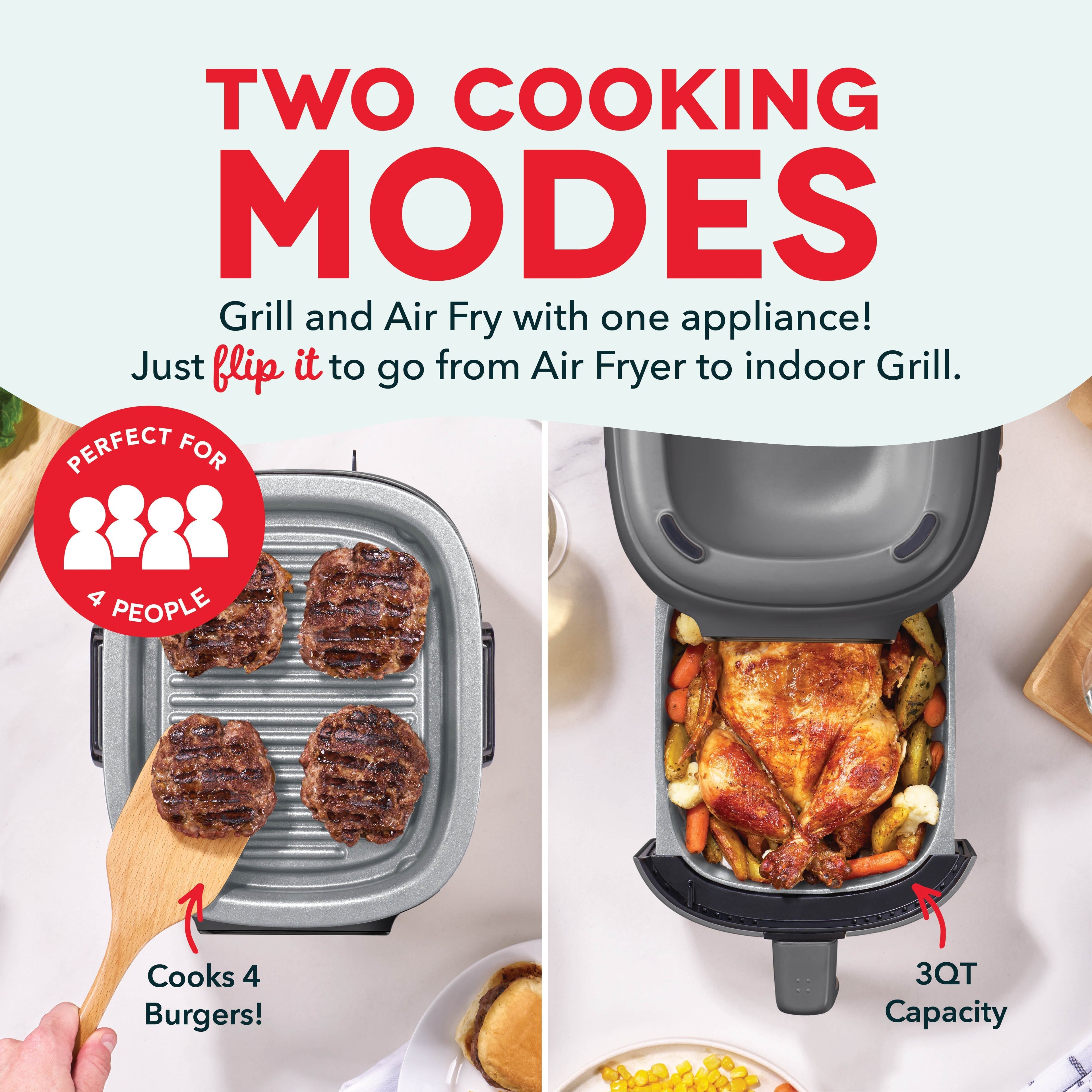Flip & Fry Digital 2-in-1 Grill + Air Fryer Q4