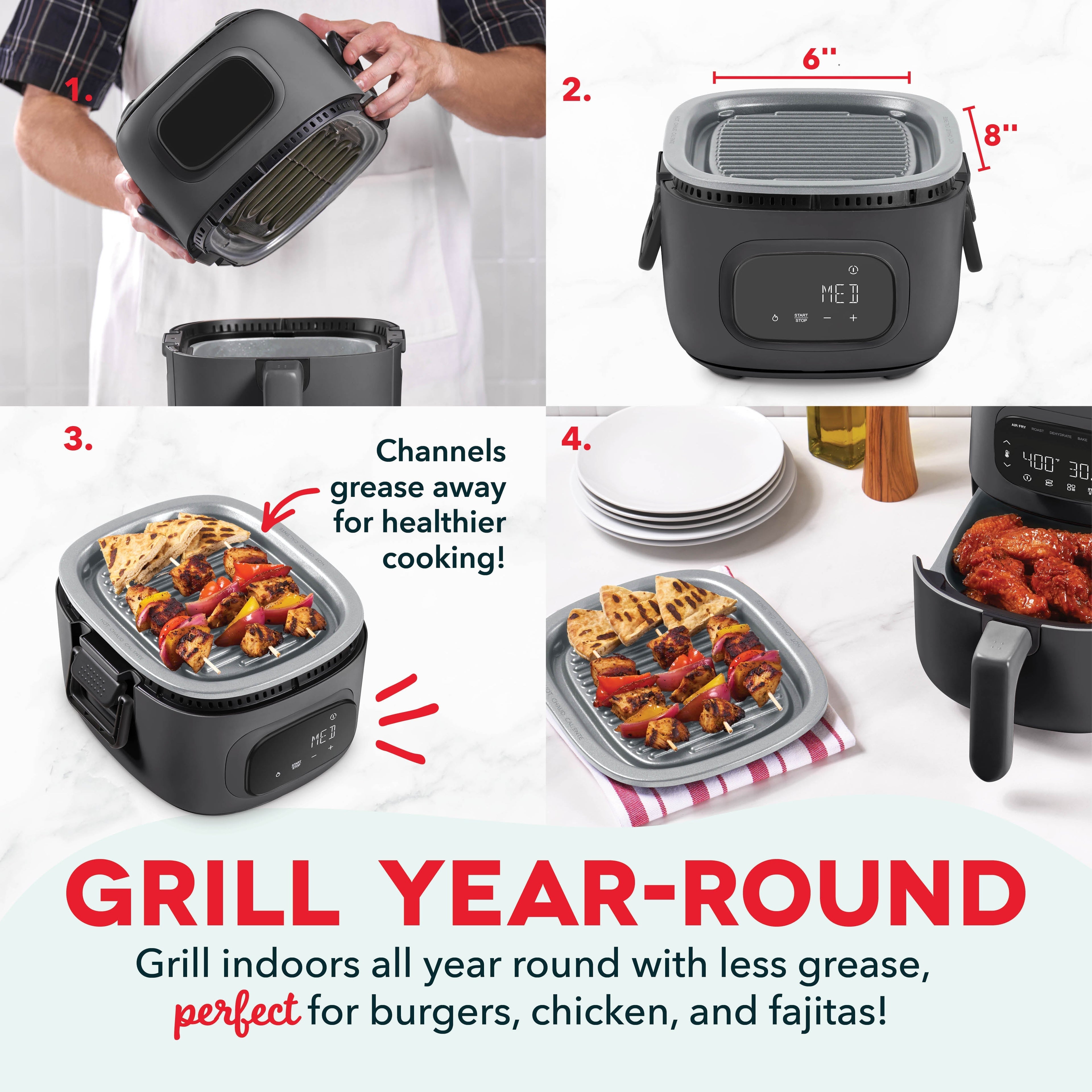 Flip & Fry Digital 2-in-1 Grill + Air Fryer Q4
