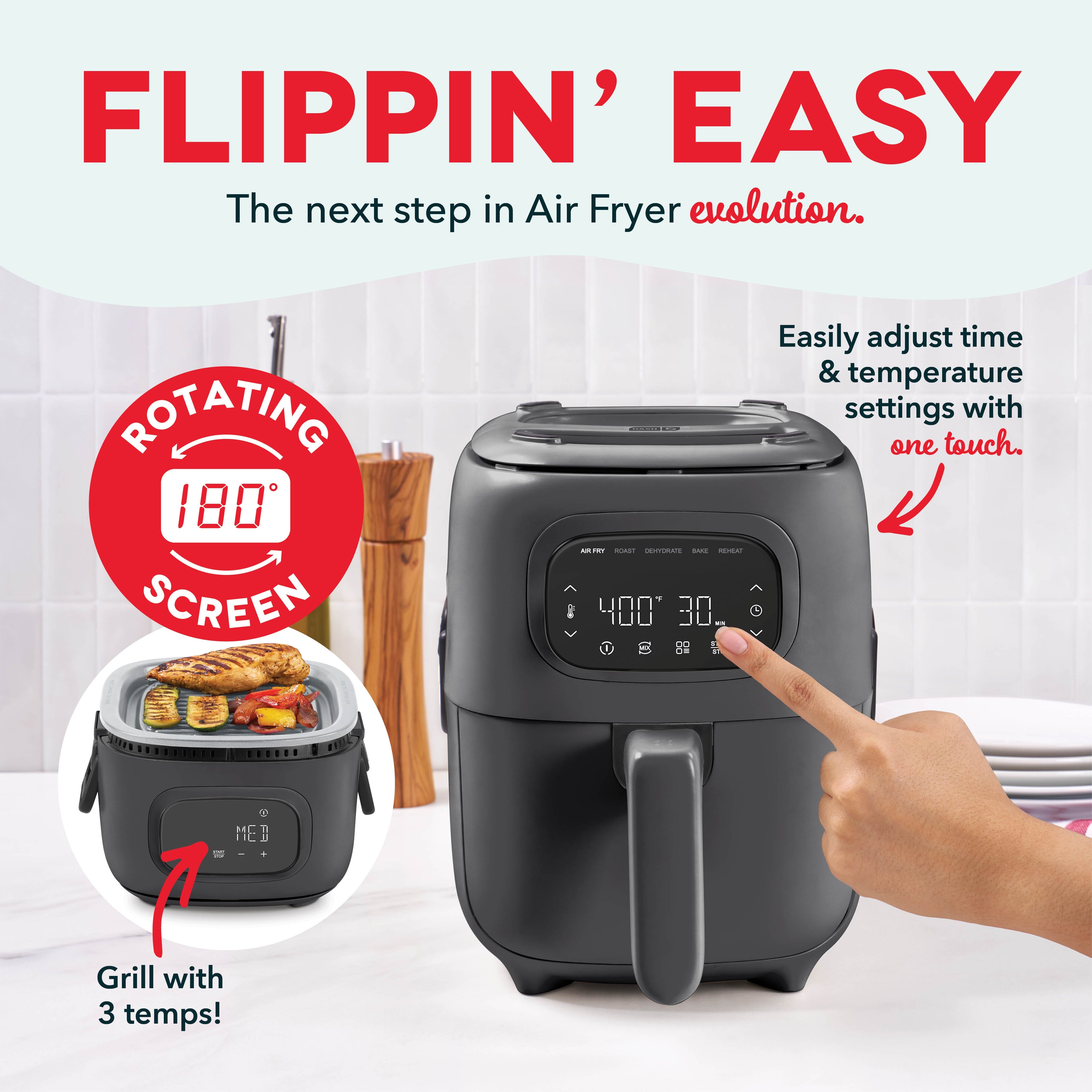 Flip & Fry Digital 2-in-1 Grill + Air Fryer Q4