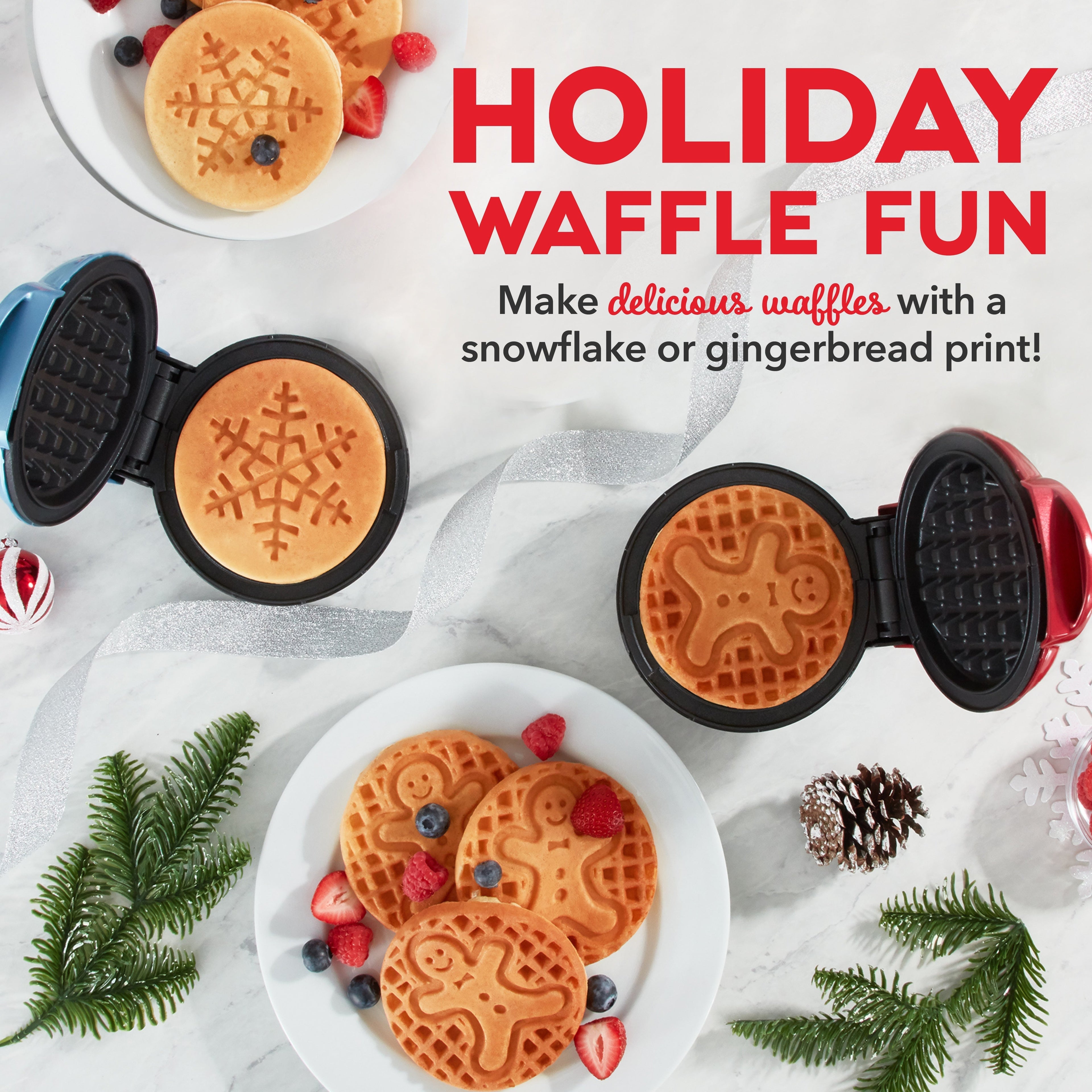 Holiday Mini Waffle Maker 2-Pack C1