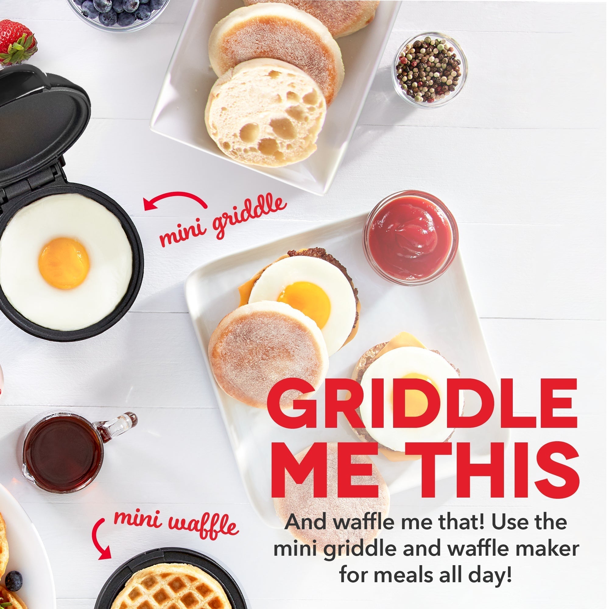 Mini Maker Waffle and Griddle 2-Pack G4