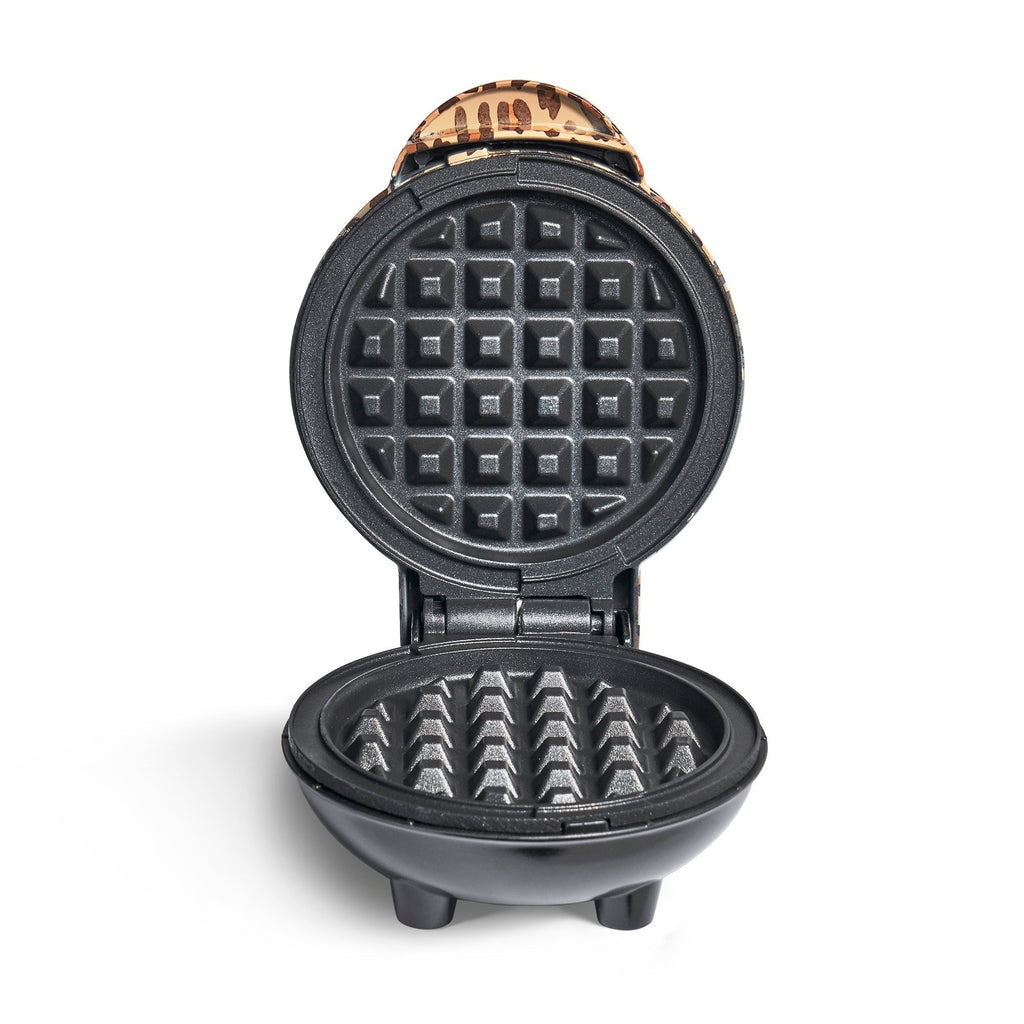 Mini Waffle Maker with Leopard Print D4