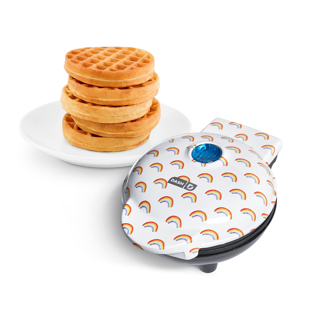 Mini Waffle Maker with Rainbow Print E4