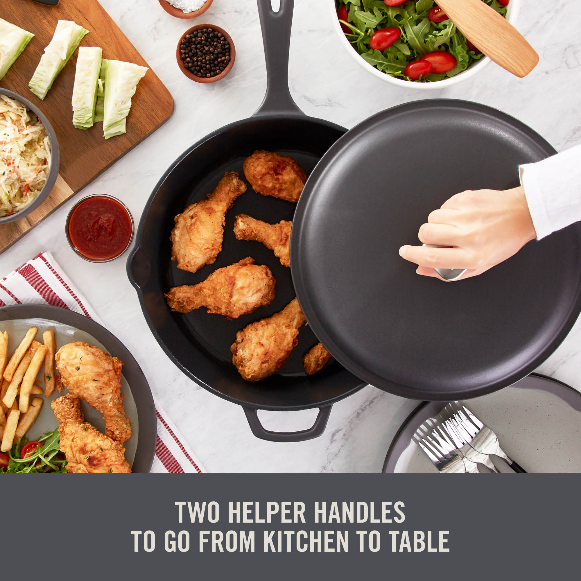 4.5 Qt. Nonstick Cast Iron Deep Skillet with Lid C8