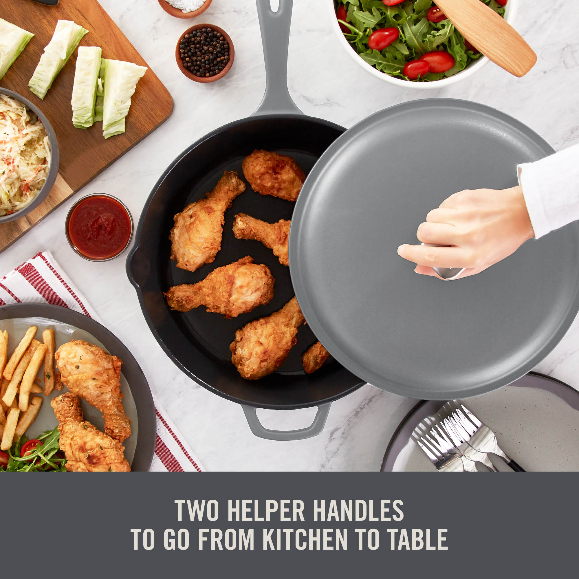 4.5 Qt. Nonstick Cast Iron Deep Skillet with Lid C8