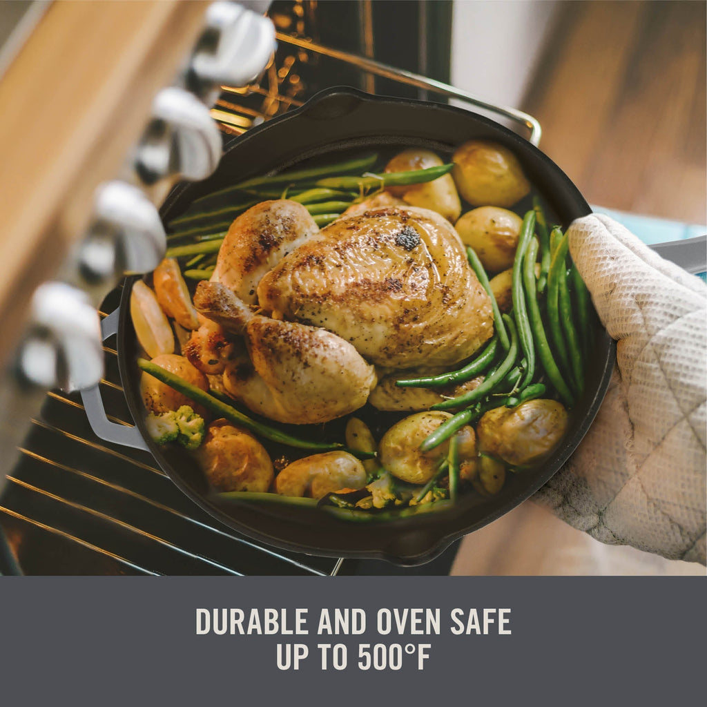 4.5 Qt. Nonstick Cast Iron Deep Skillet with Lid C8